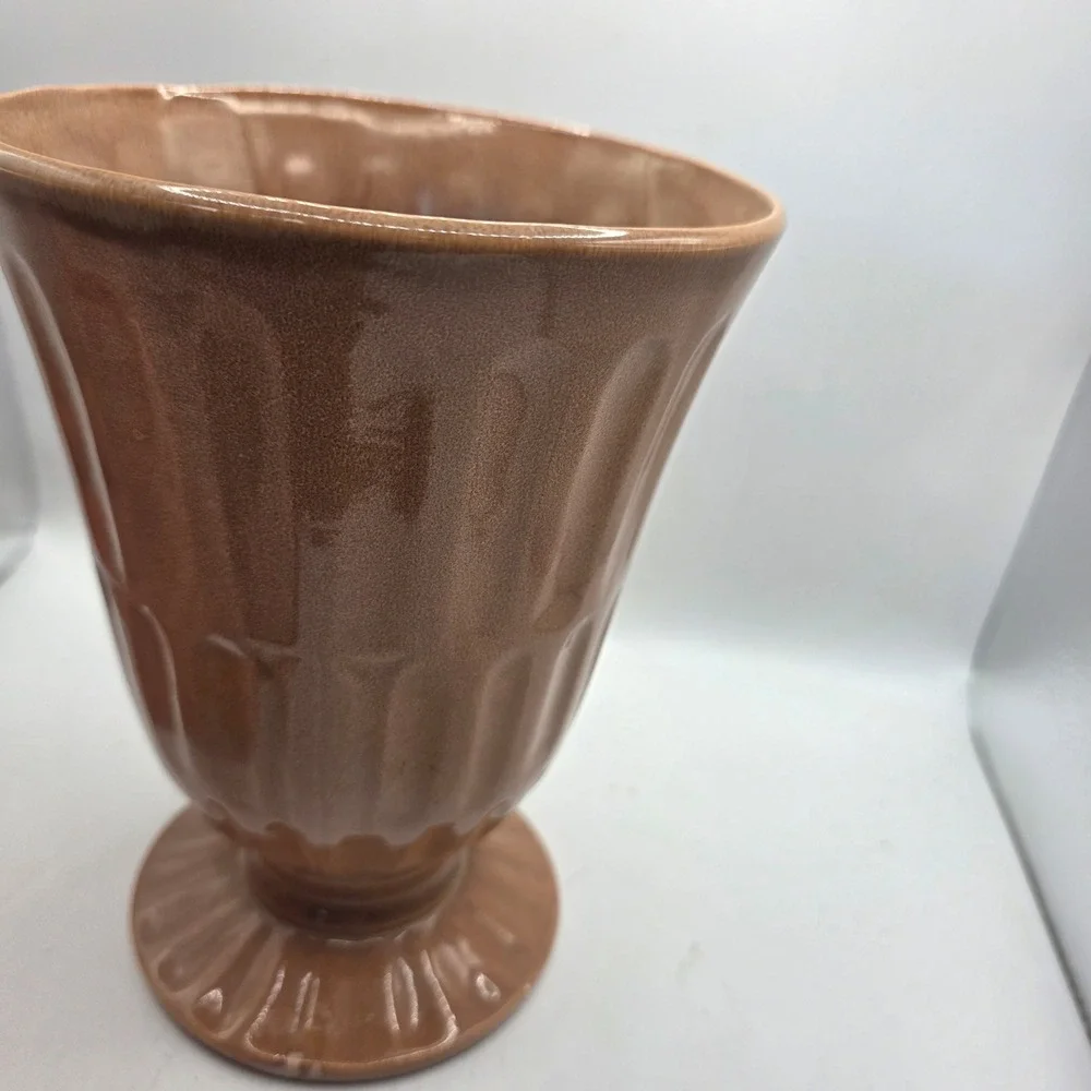 Vintage Red Wing Pottery M-1575 Brown Fleck Pedestal Vase USA MCM